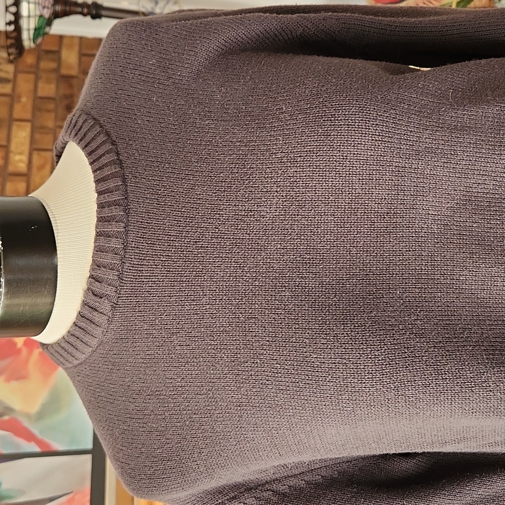 Eddie Bauer 100% combed cotton sweater luxury crew neck grey fisherman core
